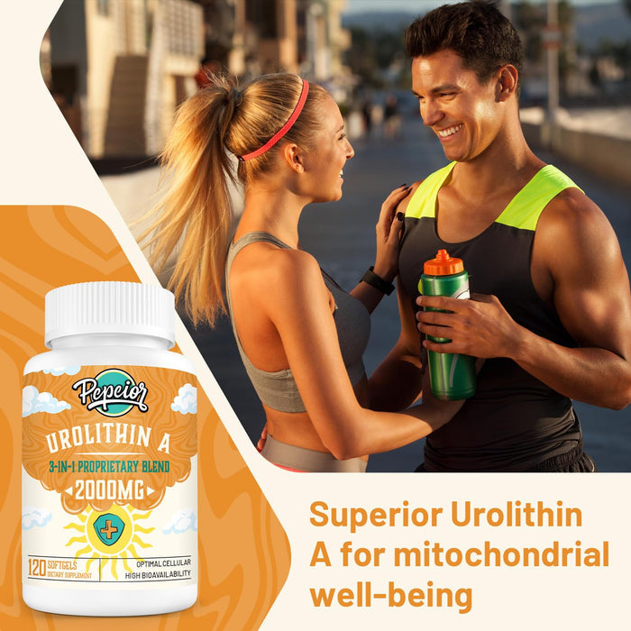 Urolithin A Supplement 2000MG - for Mitochondria, Energy, Antioxidants, Premium Quality Cellular, 120 Softgels (2 Bottles)…