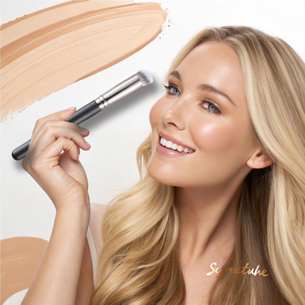 ENERGY Concealer Brush Under Eye Mini Angled Flat Top Kabuki Nose Contour Brush for Concealing Blending Setting Buffing with Powder Liquid Cream Cosmetic Pro Small Makeup Foundation brushes 270