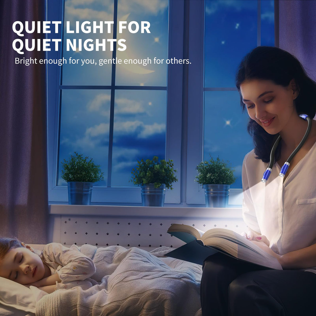 Stocking Stuffers for Men, Women, Teens, Kids & Adults - Neck Reading Light & Book Lights - 3 Color & 6 Brightness, Flexible Arm, 80H Rechargeable - Christmas Gift White Elephant Gifts for Book Lovers