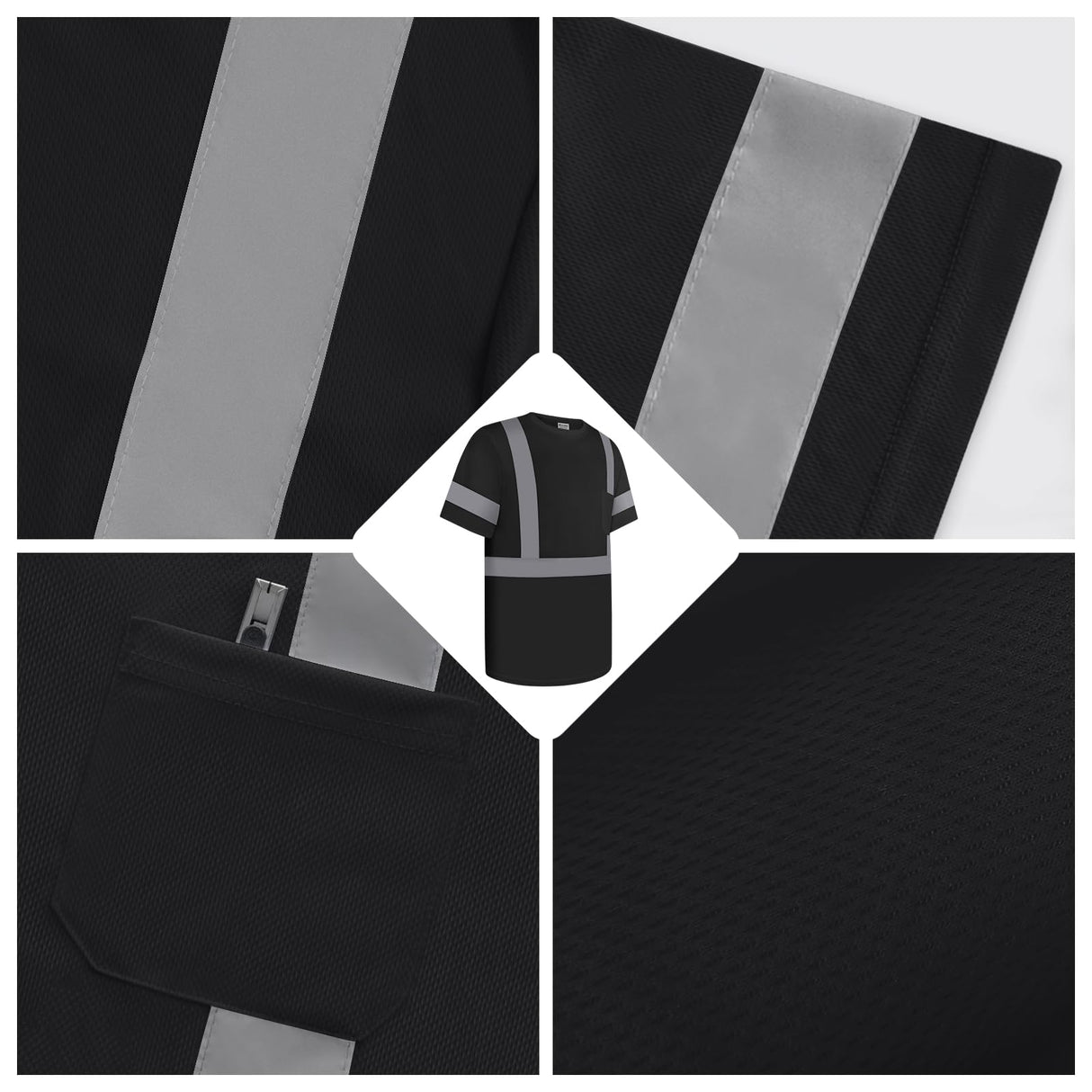 Uno Mejor Work Shirts for Men ConstrUCRtion Class 3 High Visibility Shirts, Hi Vis Reflective Safety T-Shirts for Men Women, Short Sleeve Work Shirts, Durable to Use, UCR-Black XL,3PACK
