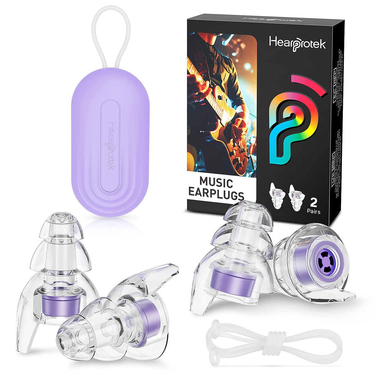 Hearprotek Concert Ear Plugs, 2Pairs Reusable high Fidelity Musician Ear Plugs for Concerts Loud Music-Noise Reduction Ear Protection earplugs for Rave,Festival,Music,Tinnitus Relief