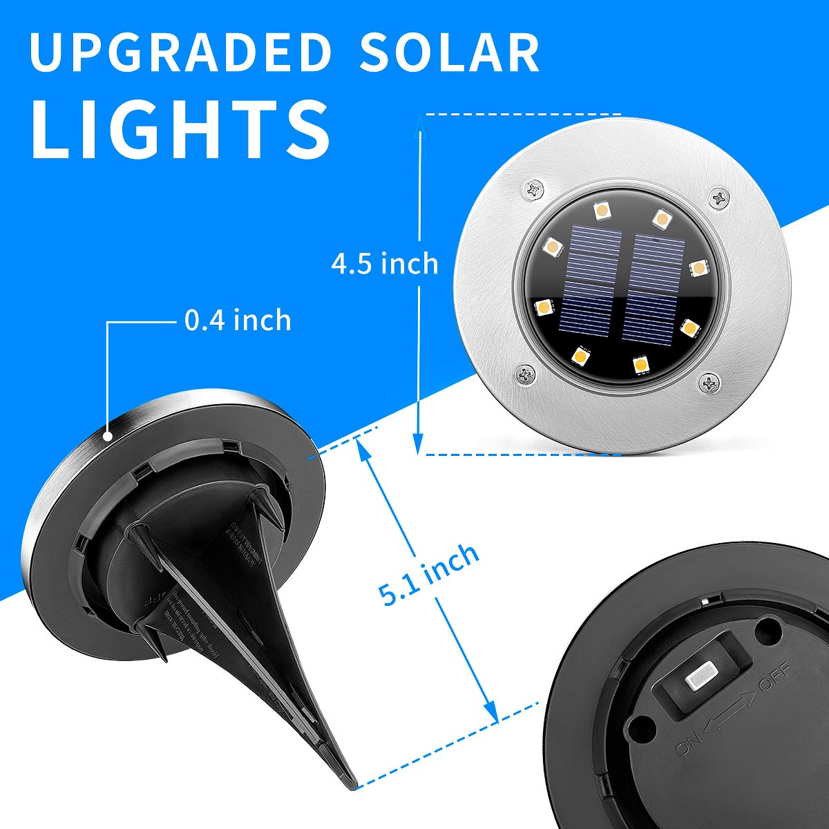 SOLPEX Solar Lights Outdoor Waterproof, 12 Pack Solar Ground Lights, Solar Garden Lights Landscape Lighting for Pathway Driveway Patio Backyard Walkway (Cool White)