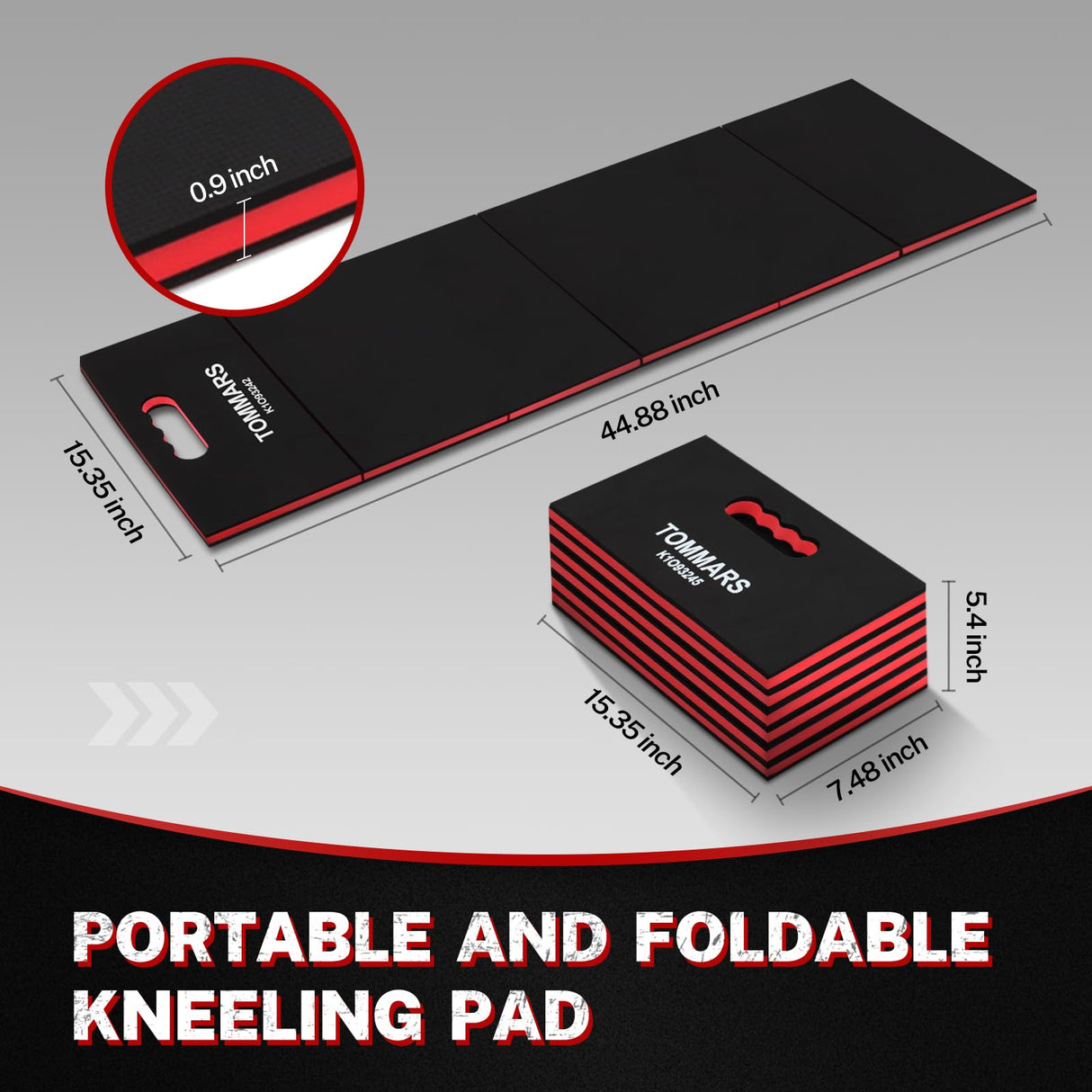 TOMMARS 0.9-Inch Thick Foldable Mechanic Kneeling Pad 44.88 Inches Unfolded