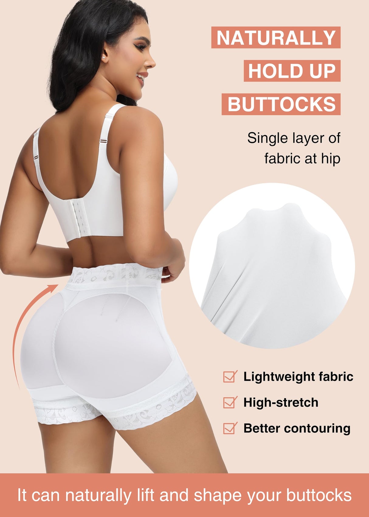 SHAPSHE Fajas Post Surgery Compression Underwear for Women Tummy Tuck Butt Lifter Shapewear Flat Tummy Waist Shaper Shorts Strapless Body Shaper for Women Tummy Control Boyshorts White