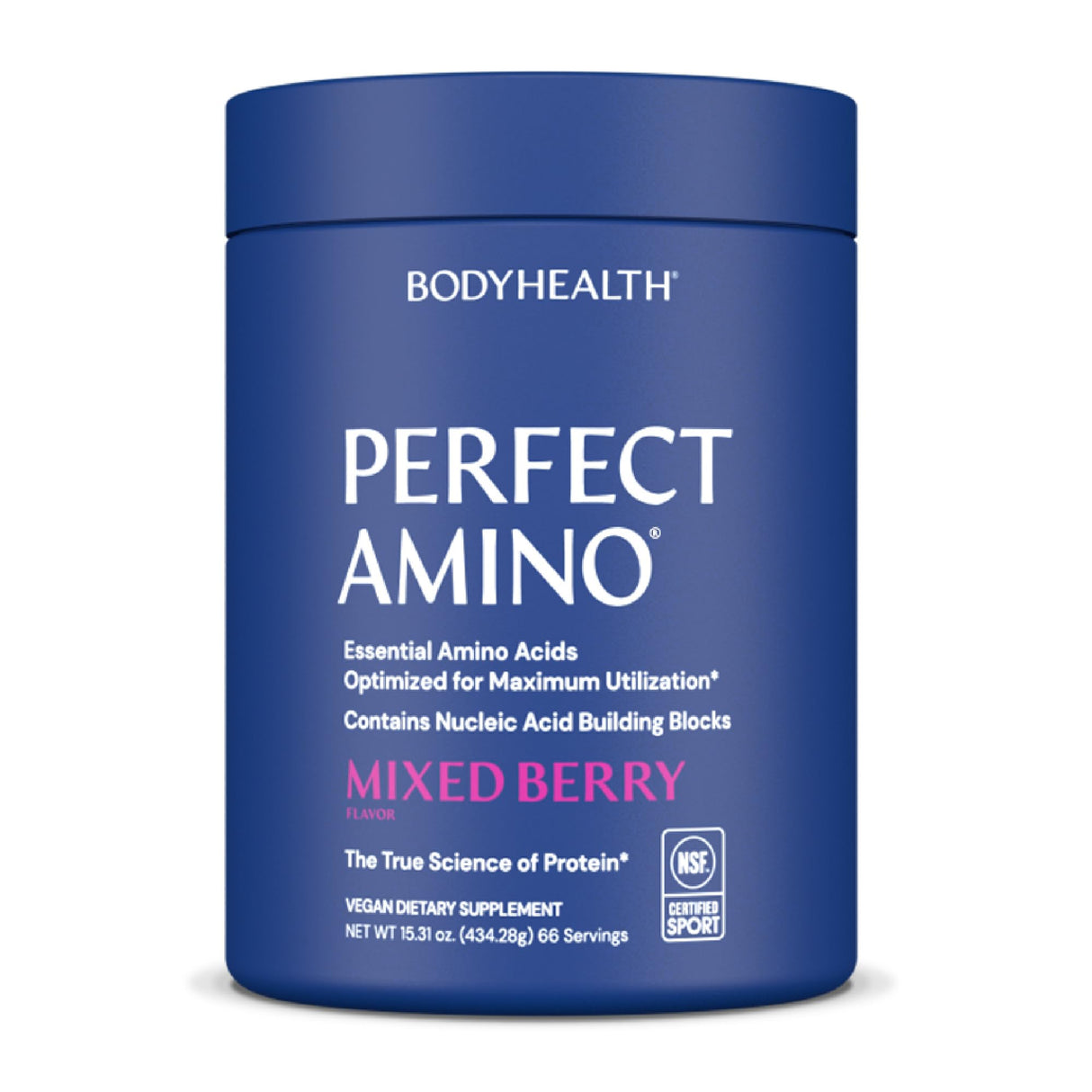 BodyHealth PerfectAmino Powder - BCAA and EAA Powder for Pre and Post Workout - Amino Acid Energy Drink to Support Lean Muscle and Recovery - NSF Certified for Sport - Mixed Berry - 66 Servings