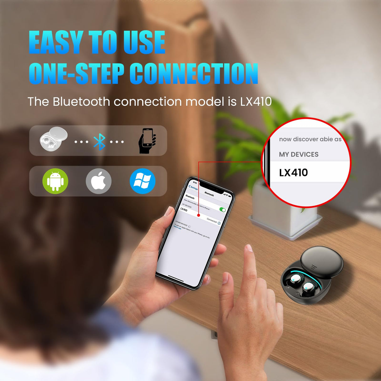 Ertuly Sleep Earbuds for Side Sleepers Wireless Earbuds Comfortable Noise Blocking LED Power Display Music Sleep Dual Mode for Sleeping Working Hiking (Black)