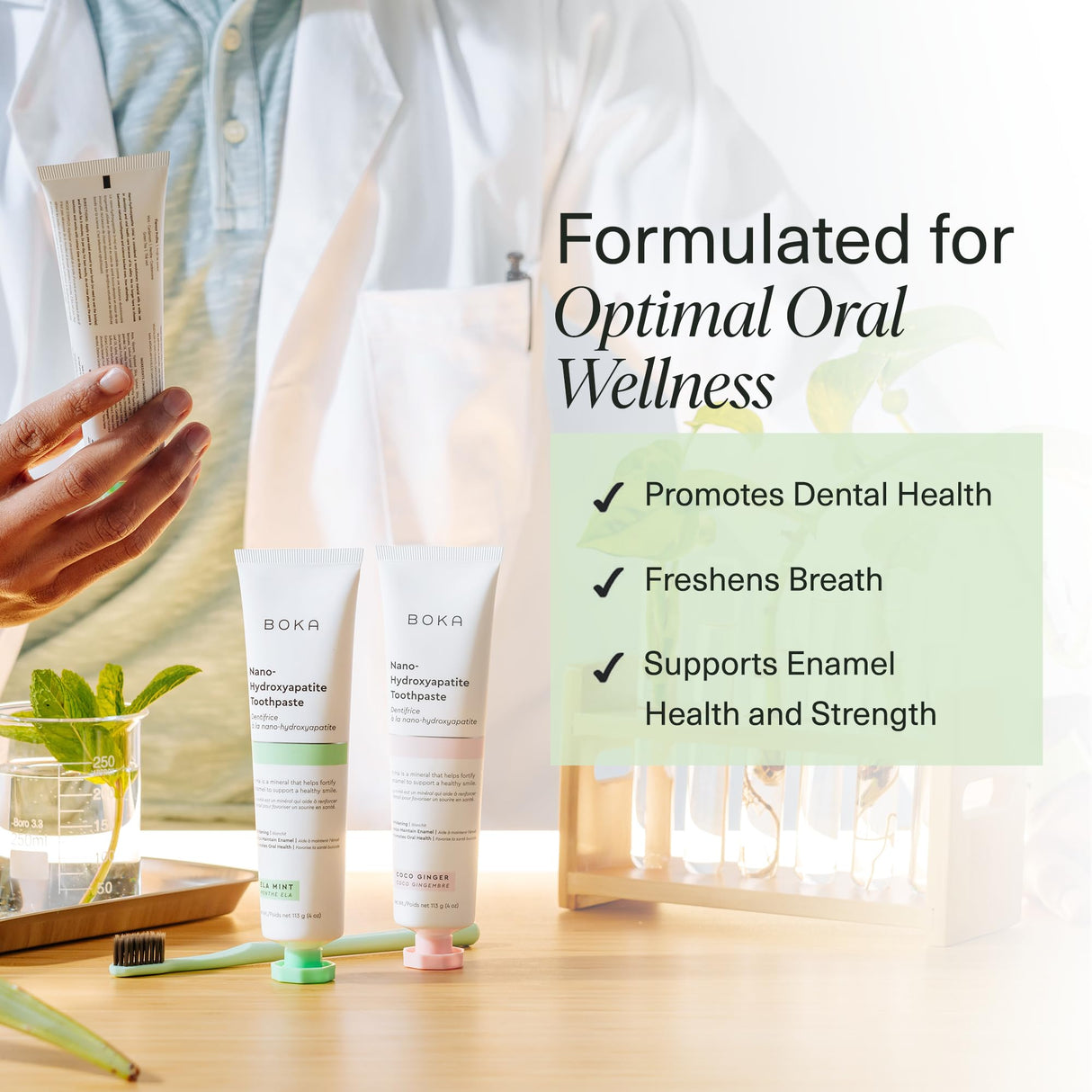 Boka Fluoride Free Toothpaste Nano Hydroxyapatite, Helps Remineralize, Appropriate for Sensitive Teeth, Whitening - for Adult, Kids Oral Care - Refresh Mint Flavor, 4 Fl Oz 3Pk