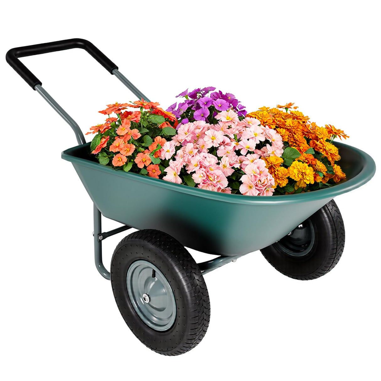 IDZO Upgrade 2 Wheel Wheelbarrow, Yard Cart with Padded Handlebar, 14 Inch