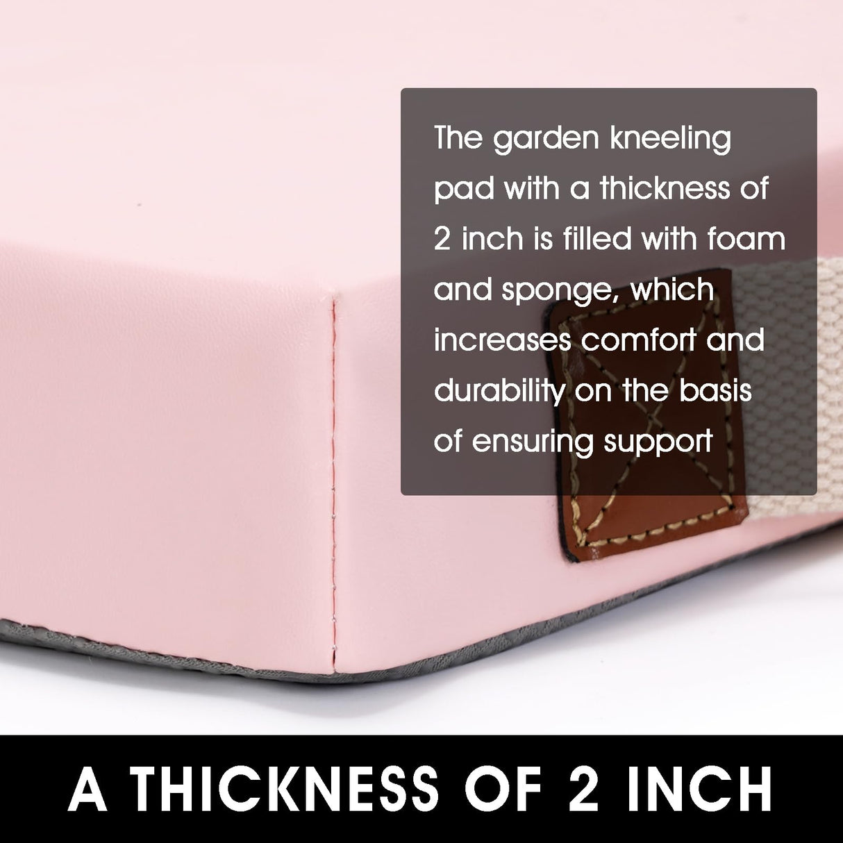 HappyPicnic Waterproof Kneeling Pad for Garden or Bath, 2 inch Thick Soft Foam Kneeler Mat for Gardeners Knee Support or Bathtub Bathing with Handle and Removable Cover - Pink