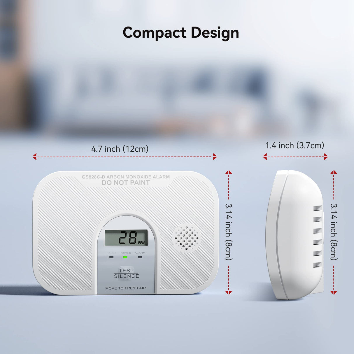 Siterlink Carbon Monoxide Detector, 10-Year Life Carbon Monoxide Alarm, Replaceable Battery CO Detector with LCD Digital Display and Test Button, 3 LED Lights CO Alarm for Home, GS828C-D, 2 Pack