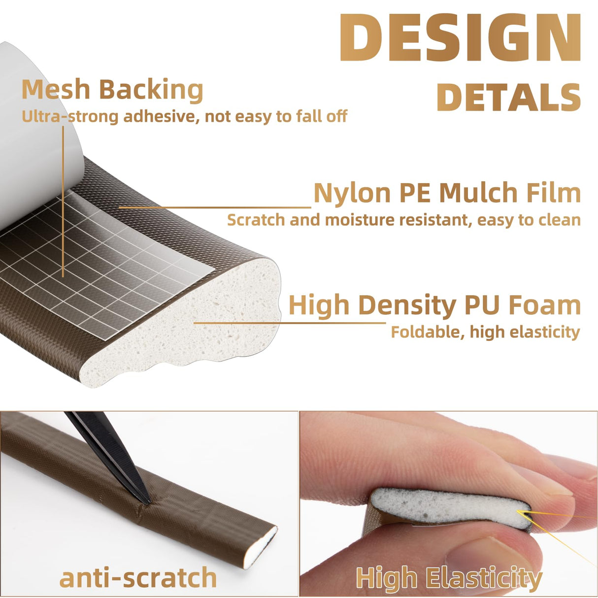 196” Wedge-Shape Foam Window Weather Stripping Door Seal Strip,Soundproofing Frame Insulation Tape for Exterior Front Door,Noise Cancelling Window Inserts,Door Gap Filler Light Blocker,Brown