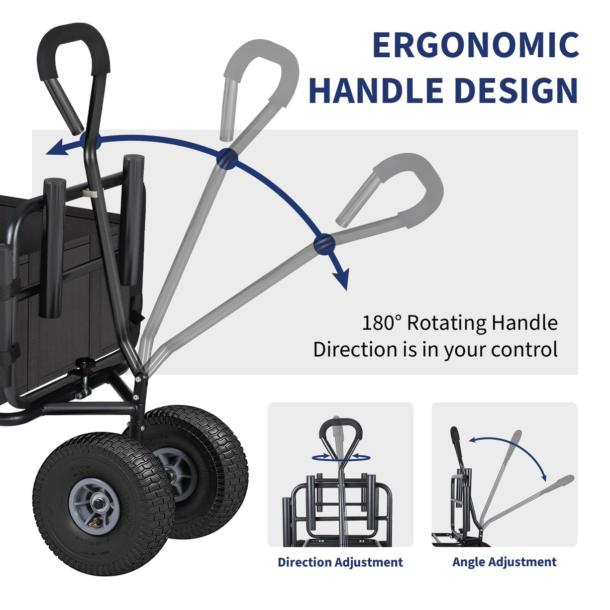 Polar Aurora Fishing Cart Beach Cart Collapsible Wagon w/11'' All-Terrain Wheels for Sand, Heavy Duty Garden Cart with Rod Holders,Umbrella Holder and Storage Pockets, 550lb Large Capacity