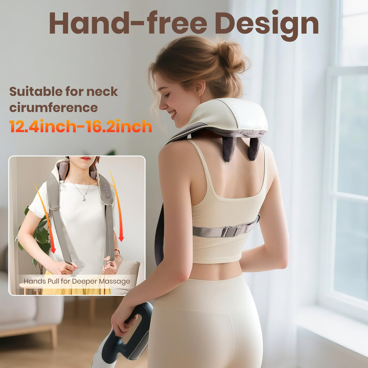 LCMWB Brushless Neck Massager with Heat, Cordless 6D Professional Neck Massager for Pain Relief Deep Tissue, Ergonomic Kneading Back Shoulder Massagers with 2 Modes/Speeds, Fathers Day Gift