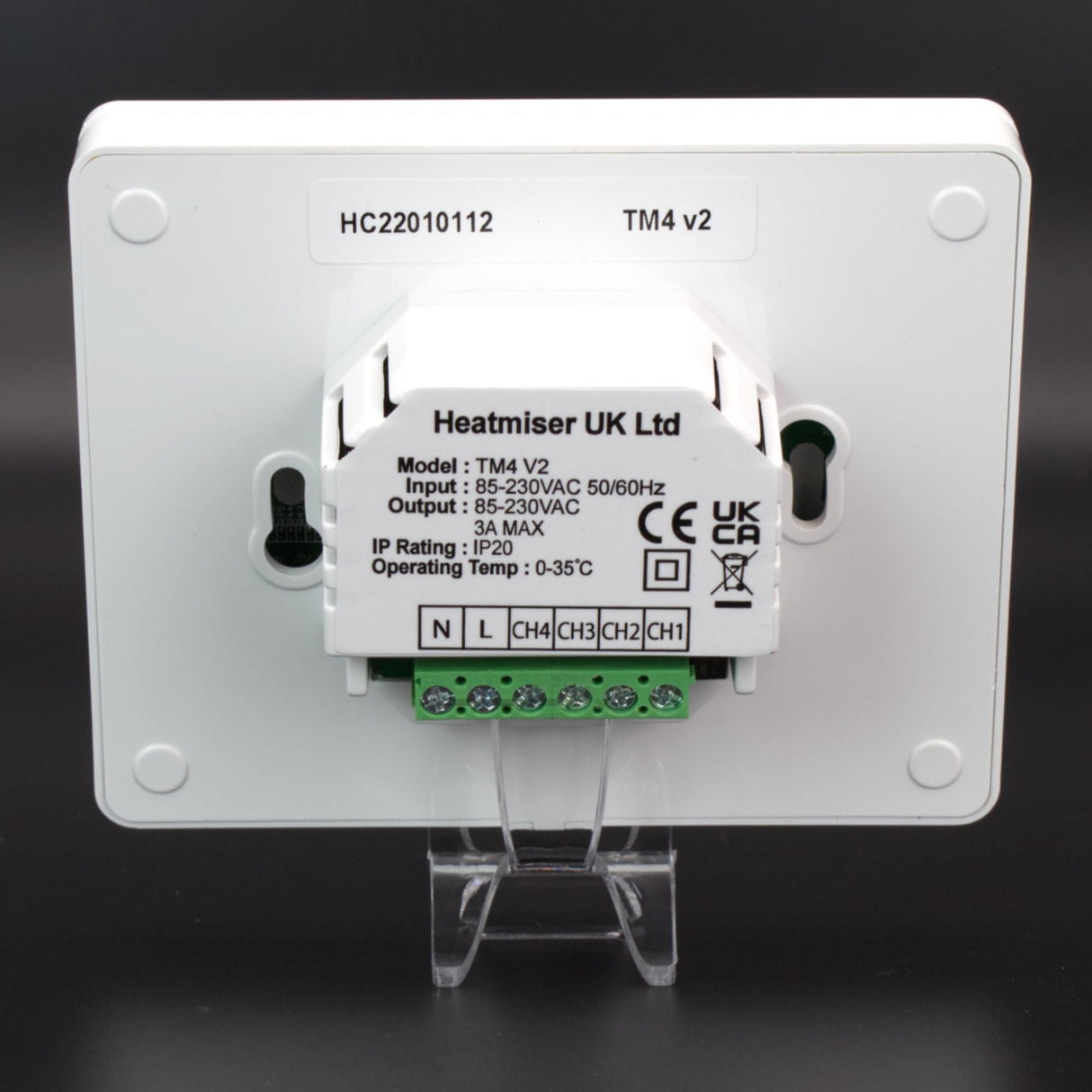 Kudos-Trading - Heatmiser TM4 V2 230v 4 Channel Time Clock 7 Day Timer Programmer Touch Screen Thermostat Works With Heatmisers UH8 Wiring Centre Ideal for Zone Control and Scheduling.