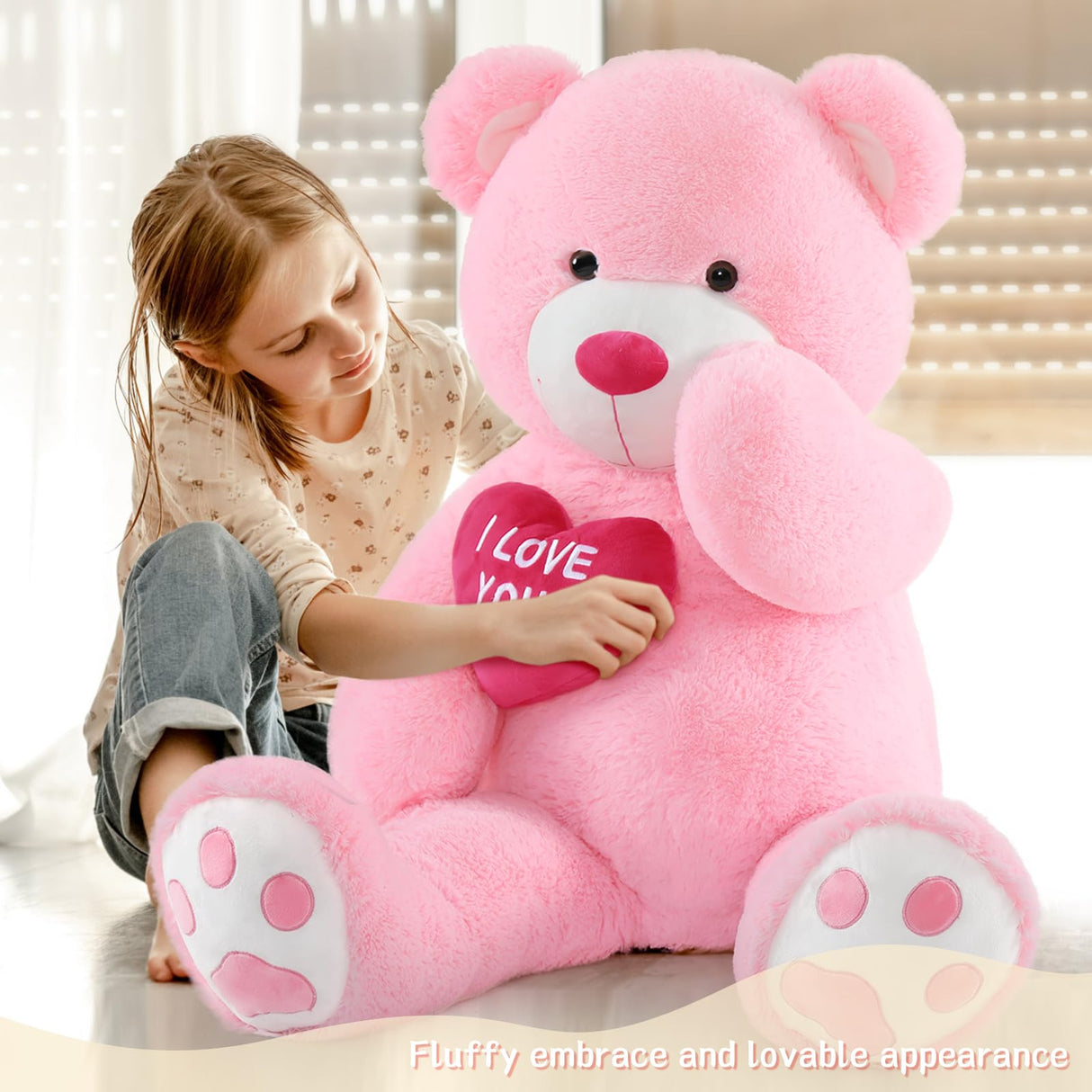 BENINY Giant Teddy Bear 52" - Big Stuffed Animal with Heart - Large I Love You Teddy Bear Plush Toys for Kid Christmas Birthday - Valentines Bear Gift for Girlfriend Wedding