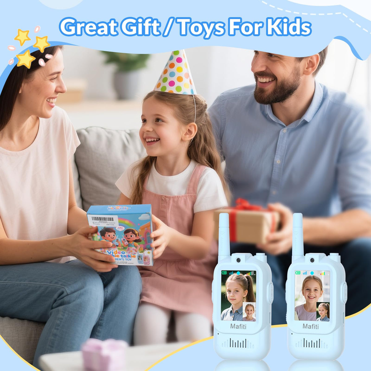 Mafiti Toys Video Walkie Talkies for Kids 2 Pack Rechargeable Long Range