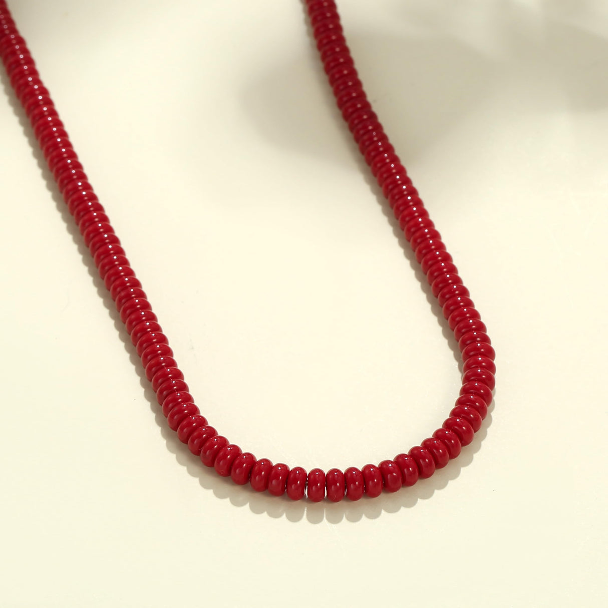 CONRAN KREMIX Red Stone Beaded Necklace for Women,Natural Gemstone Bead Choker Necklaces Boho Summer Beach Layering Necklace Jewelry Gift for Women