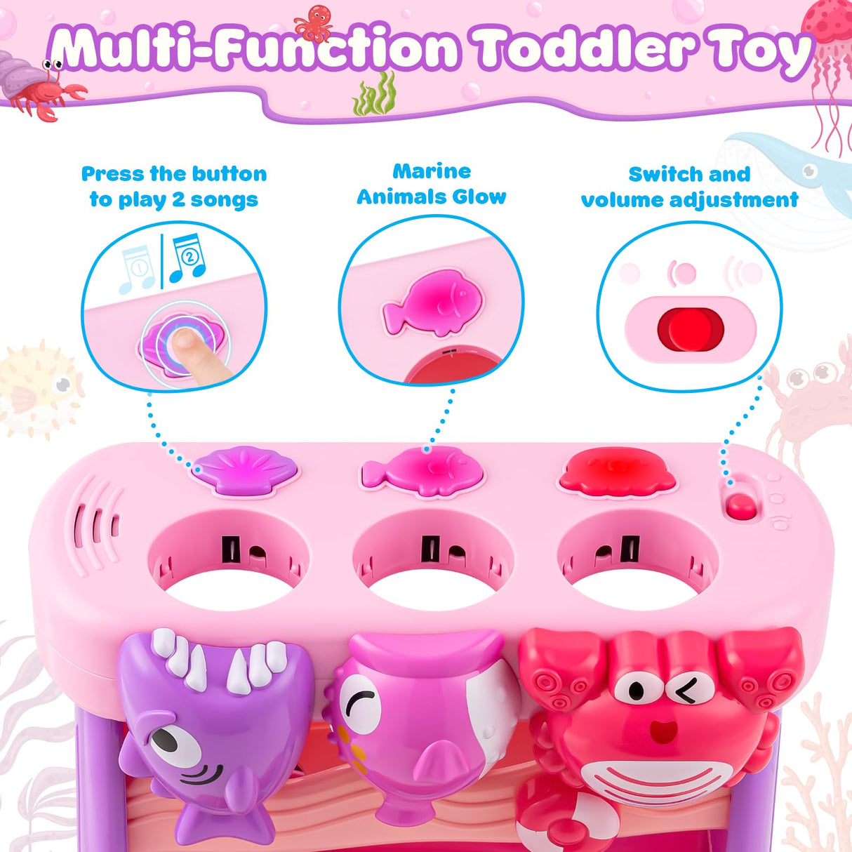 V-Opitos Musical Toy for 1, 2 Years Old Boys & Girls, Feeding Interactive Toys with Ball, Montessori Education Toys, Perfect Toddler Christmas Birthday Gifts