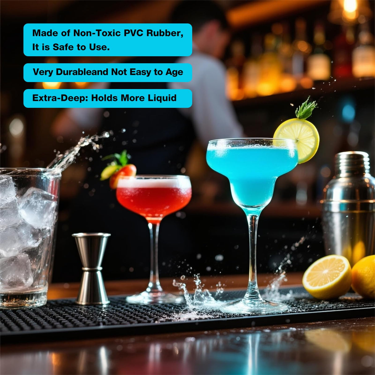 PEAKCLOUDS Bar Mat for Home Bar | Bar Drink Mat for Countertop and Table Top, Easy Clean (2, 18" x 12")