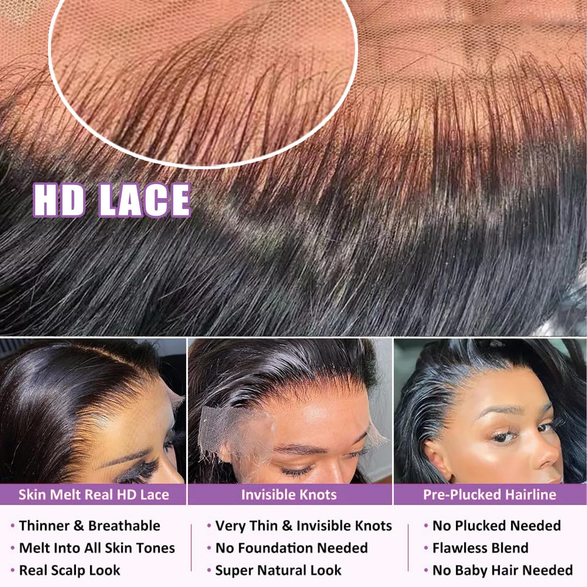 30 Inch 13x6 Body Wave Lace Front Wigs Human Hair 200 Density HD Lace Front Wigs Human Hair Pre Plucked Brazilian Virgin Wigs Human Hair for Women Glueless Lace Frontal Wig Natural Black Body Wave Wig