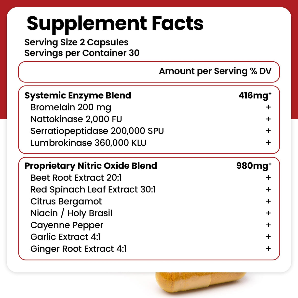 SunNutrition Nattokinase Supplement Nitric Oxide Capsules Beet Root Extract High Potency Lumbrokinase & Bromelain Systemic Enzymes Nitric Oxide Blend Clean & Flow Vascular Defense 60 Caps 30 Servings