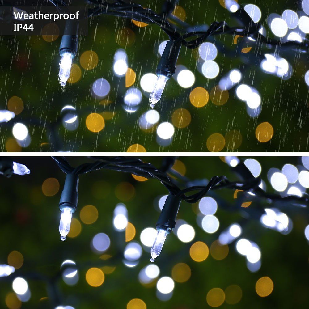 Brizled Christmas Tree Lights, 2 Pack 33ft 100 LED Christmas Lights, 120V UL Certified Connectable Xmas Light Indoor Outdoor, Clear Mini Light for Xmas, Tree, Home, Holiday, Green Wire, Bright White