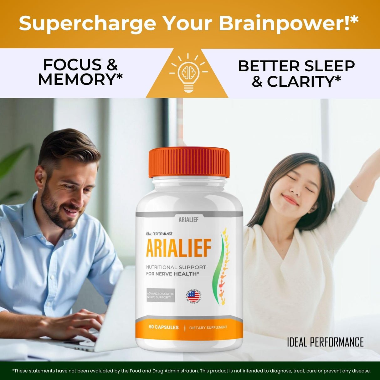 Arialief Capsules for Neuropathy, Arialief for Neuropathy, Arialief primepalm for Neuropathy & Sciatica, Arialief Primepalm Supplement Pills, Arialief Vitamin Reviews (2 Pack)