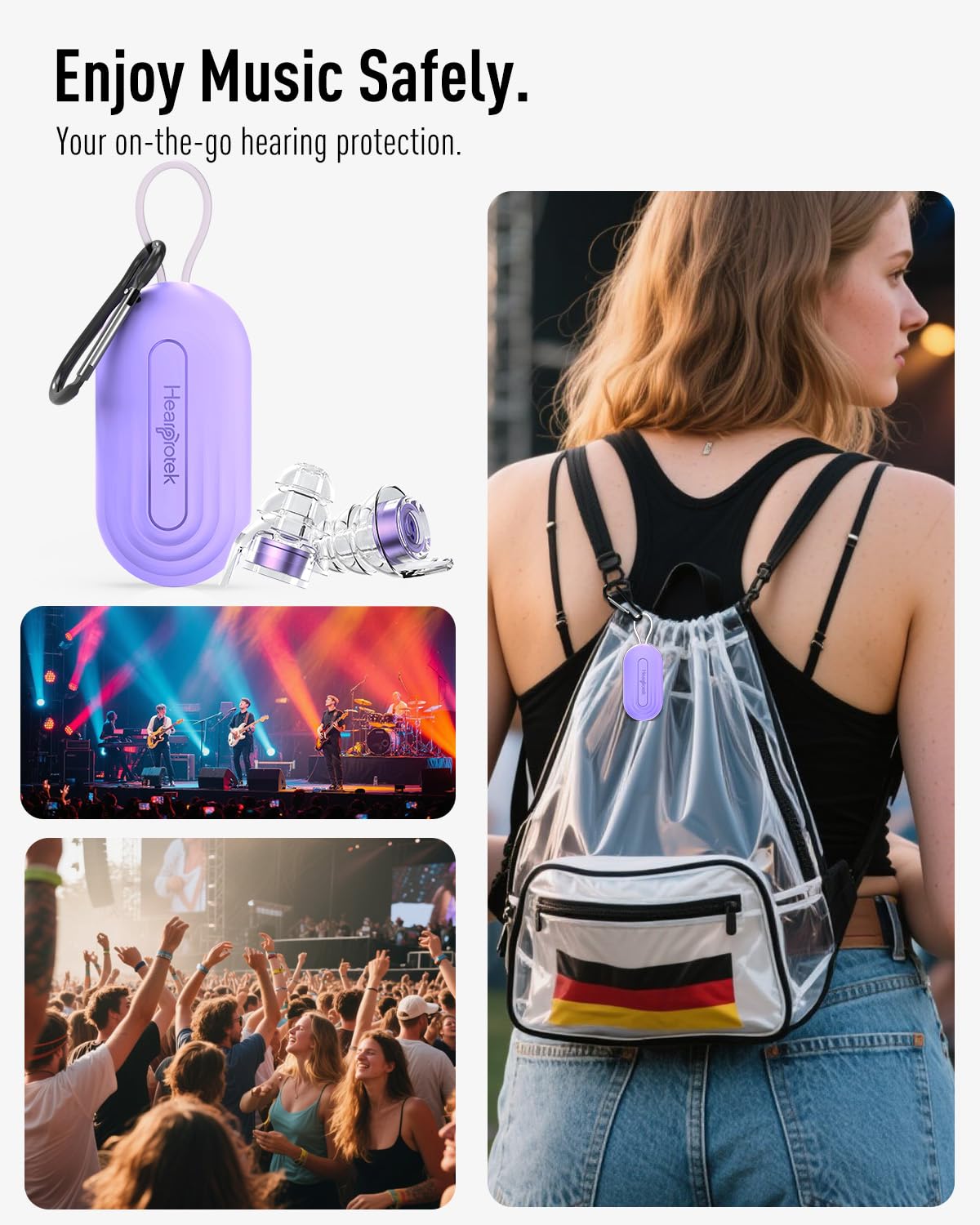 Hearprotek Concert Ear Plugs, 2Pairs Reusable high Fidelity Musician Ear Plugs for Concerts Loud Music-Noise Reduction Ear Protection earplugs for Rave,Festival,Music,Tinnitus Relief