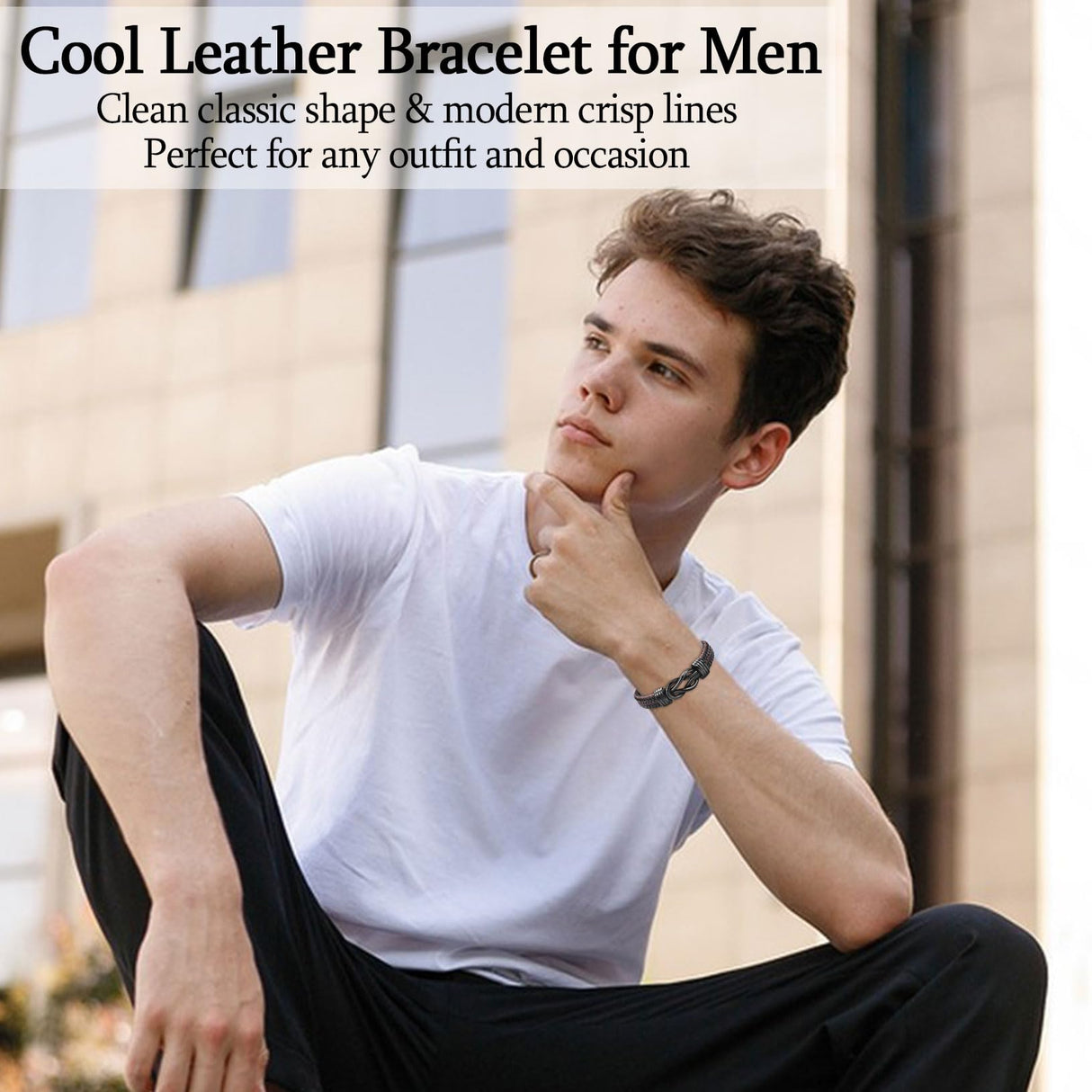 WIKHIA New Dad Gifts for Men, First Time Parents Gift Dad to Be Gift for Father's Day Birthday Christmas, Leather Bangle Bracelet for Daddy Him Husband