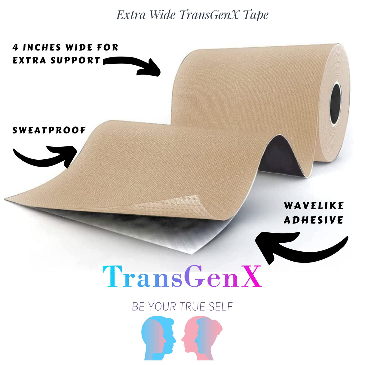 TransGenX 4 Inch Wide Tape. Extra Wide for Trans FTM Chest Binder for Transgender