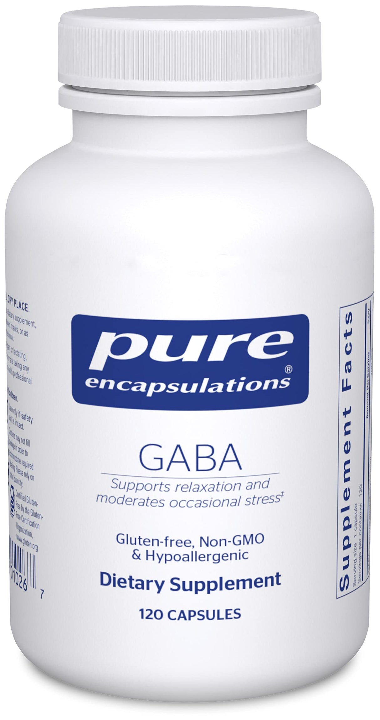 Pure Encapsulations GABA - Supplement to Support Relaxation & Moderation of Occasional Stress - with Premium GABA Amino Acids - 120 Capsules