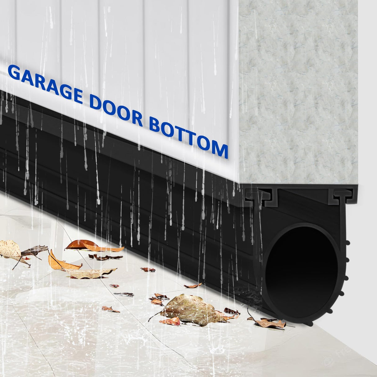 DGSL Garage Door Seals Bottom Rubber Weather Stripping Kit Seal Strip Replacement, Weatherproof Threshold Buffering Sealing Rubber 5/16 Inch T Ends (20 FT, Black, U+O)