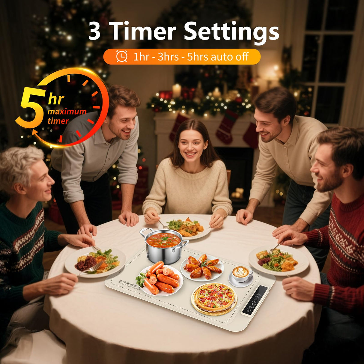 Warming Mat for Food - Electric Silicone Food Warming Tray for Buffet, Rollable Food Warmer Mat for Countertop, Fast Heating Mat with Timer and 4 Heat Levels, Portable Heating Pad for Parties Family