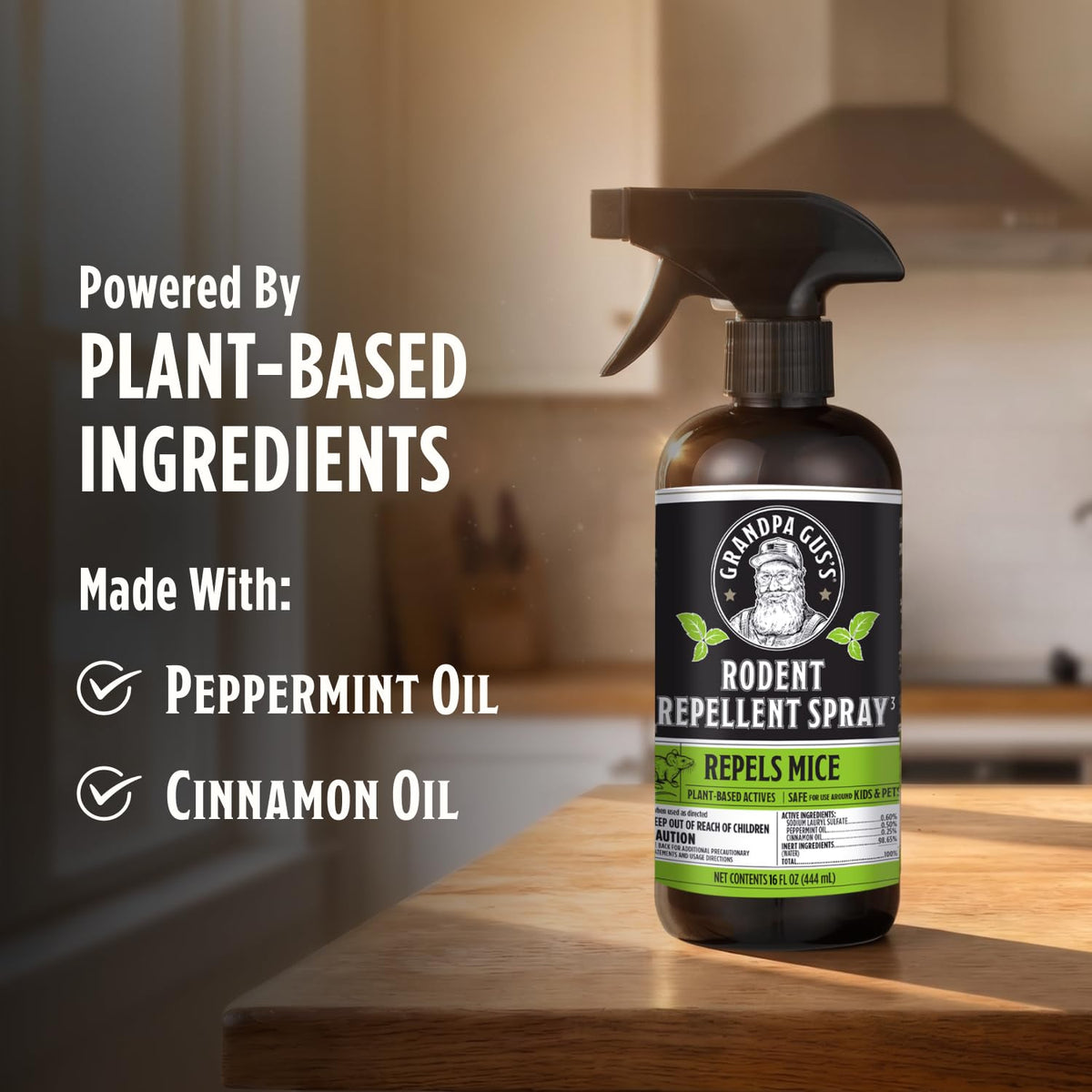 Grandpa Gus's Rodent Repellent Spray, Natural Peppermint Oil, 16 Fl Oz