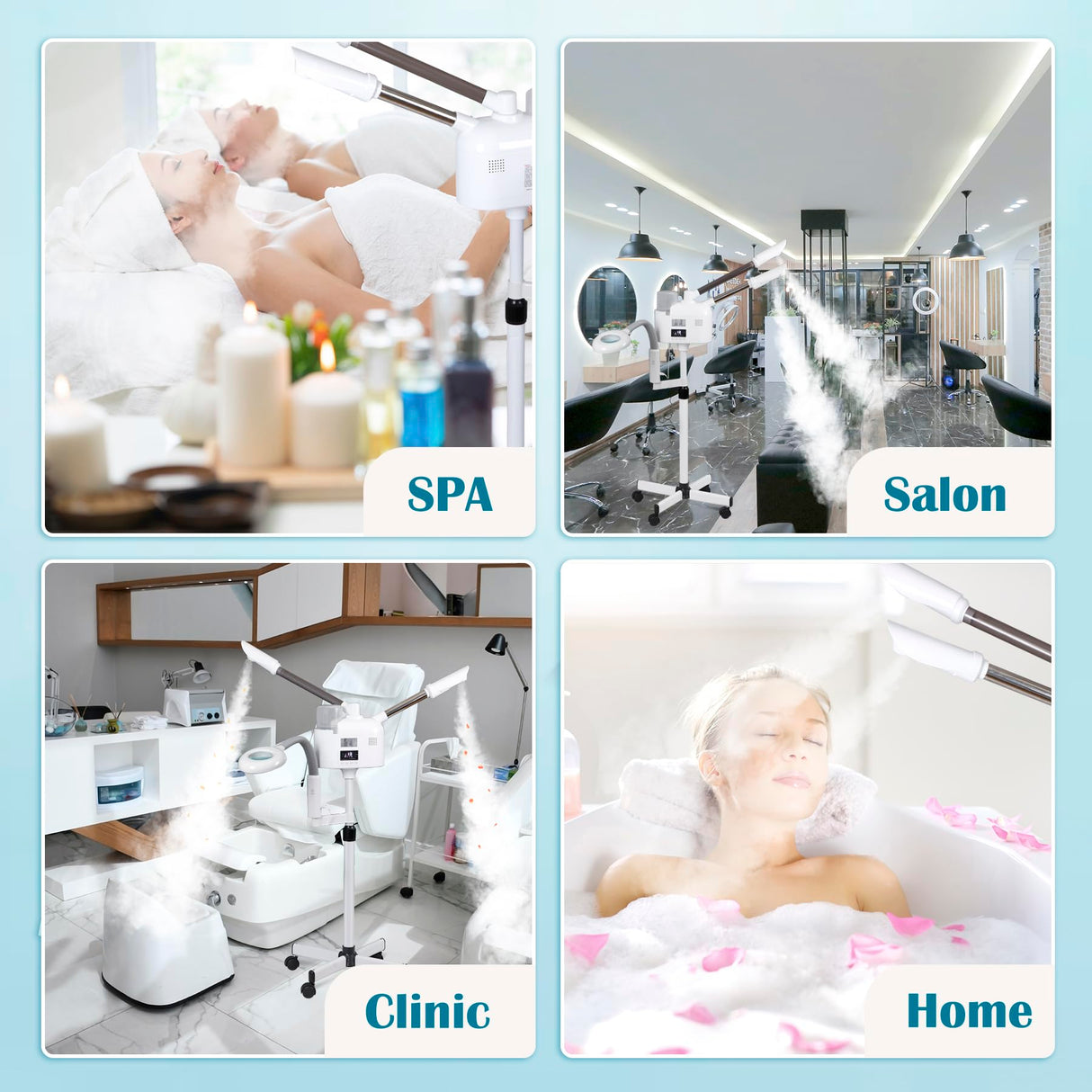 BBBuy Professional 3 in 1 Facial Steamer Deep Cleaning Ozone Facial Steamer with 5X Magnifying Light & Rolling Wheels Hot/Cold Mist Function for Salon Spa Home Beauty Equipment, White