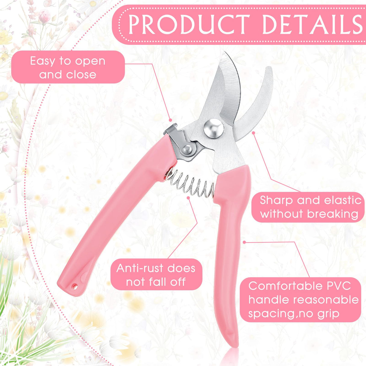 Jutom 8 Pcs Garden Shears Pruning Scissors Clippers Sharp Hand Pruners for Gardening Tools Cutting Flowers Trimming Plants Bonsai Fruits Picking, 4 Bypass Blade and 4 Straight Blade