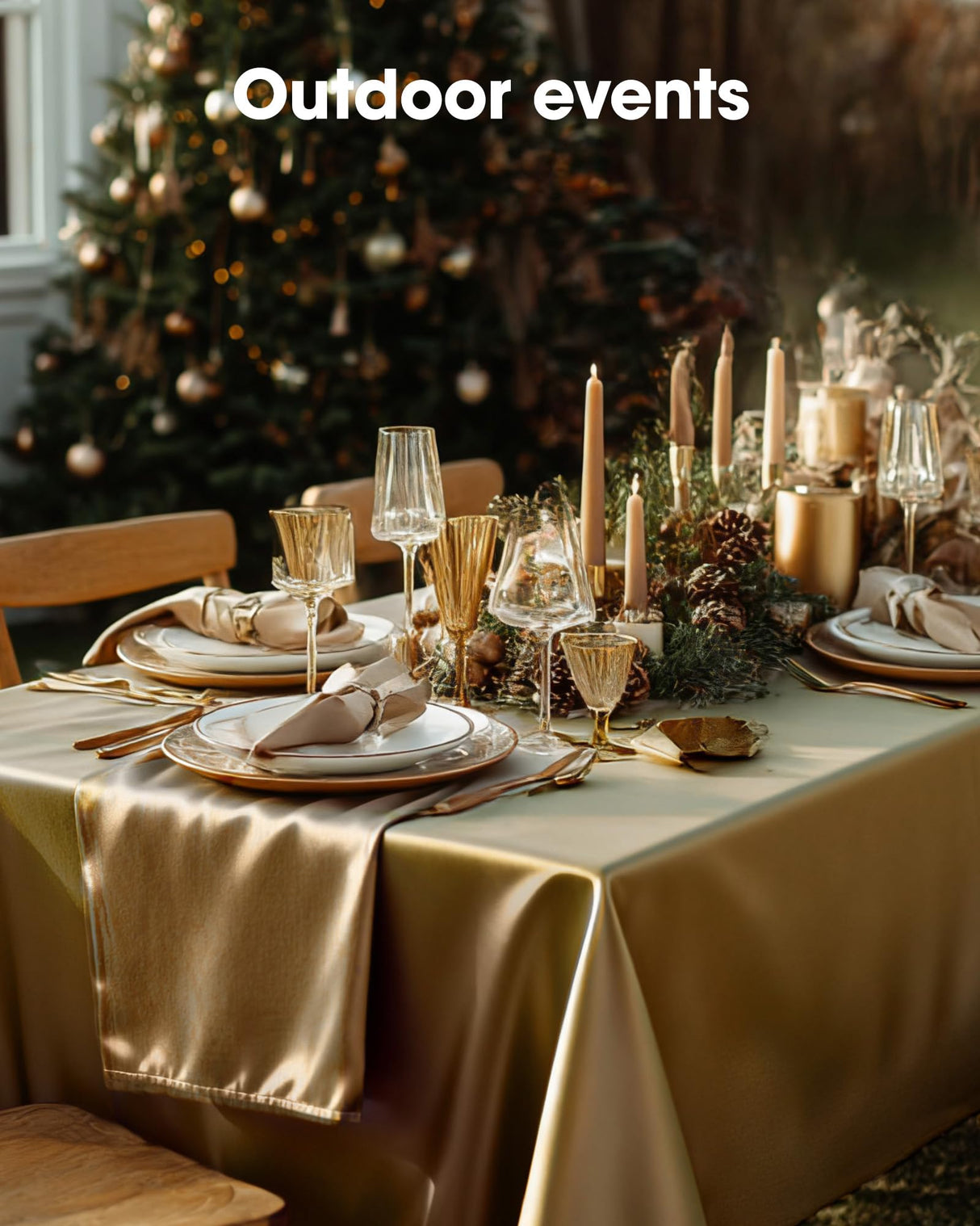 Pureegg Plastic Table Cloth Disposable 10 Pack, 54 x 108 Inch Table Cloths, Graduation Decorations, Thanksgiving, Christmas Tablecloths, Rectangle, Plastic Cover, Leakproof & Sturdy, Gold