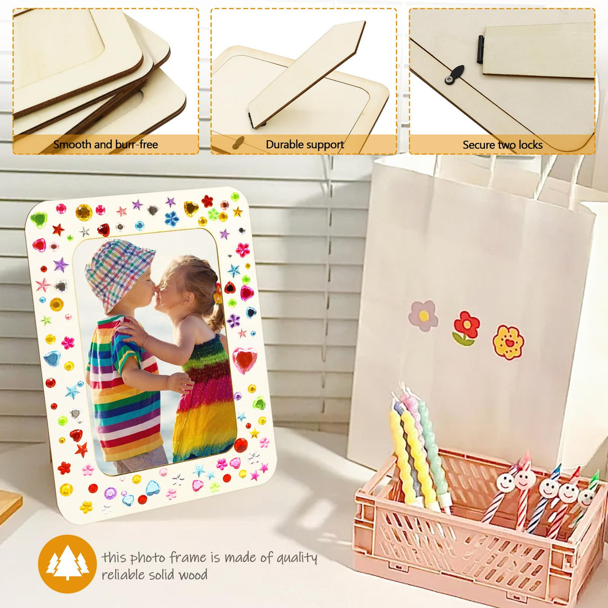 RYKOMO 30 Pack Wooden Picture Frames for Crafts, Wooden Frames for 4 x 6 Photos, Unfinished Wood Frame for Thanksgiving Christmas Gift Halloween Party Decorate DIY Art Projects