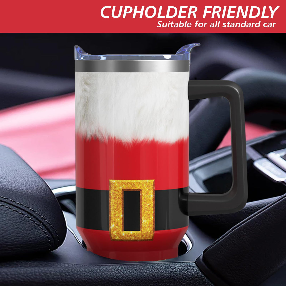 Aokoyi Christmas Gifts 40 Oz Tumbler with Handle and Straw, Red Xmas Santa Claus Clothes Stainless Steel Insulated Cup Water Bottle, Holiday Gifts for Women Men (1PC)