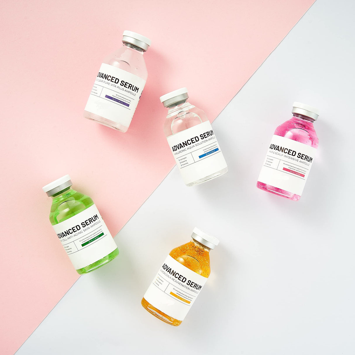 BRÜUN Advance Microneedling Korean Serum - 4 Different Booster Ampule Kit for Face and Body Including (AC + SC + SD + HY Control Serums) – Use with or without Dr Pen