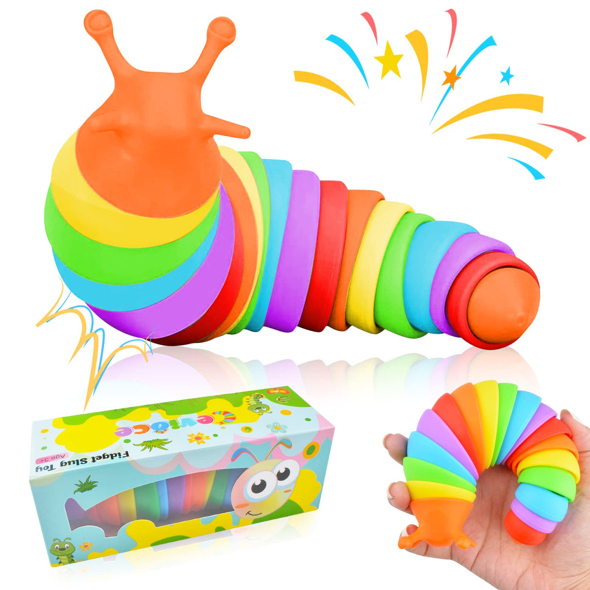 Cevioce Fidget Slug Toy, Sensory Slug Fidget Toy for Kids & Adults, 1 PC Cute Autism Sensory Toys for Autistic Children Great Birthday Gift for Girls Boys Toddlers Christmas Stocking Stuffers for Kids