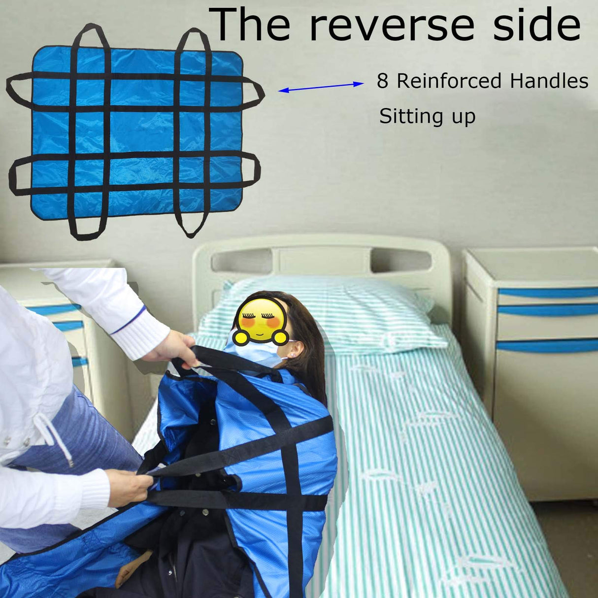Positioning Bed Pad with Handles 48" X 40" Incontinence Mattress Bedding Protector Liner Underpad Straps for Easy Lift & Transfer Reusable Washable Hospital Quality