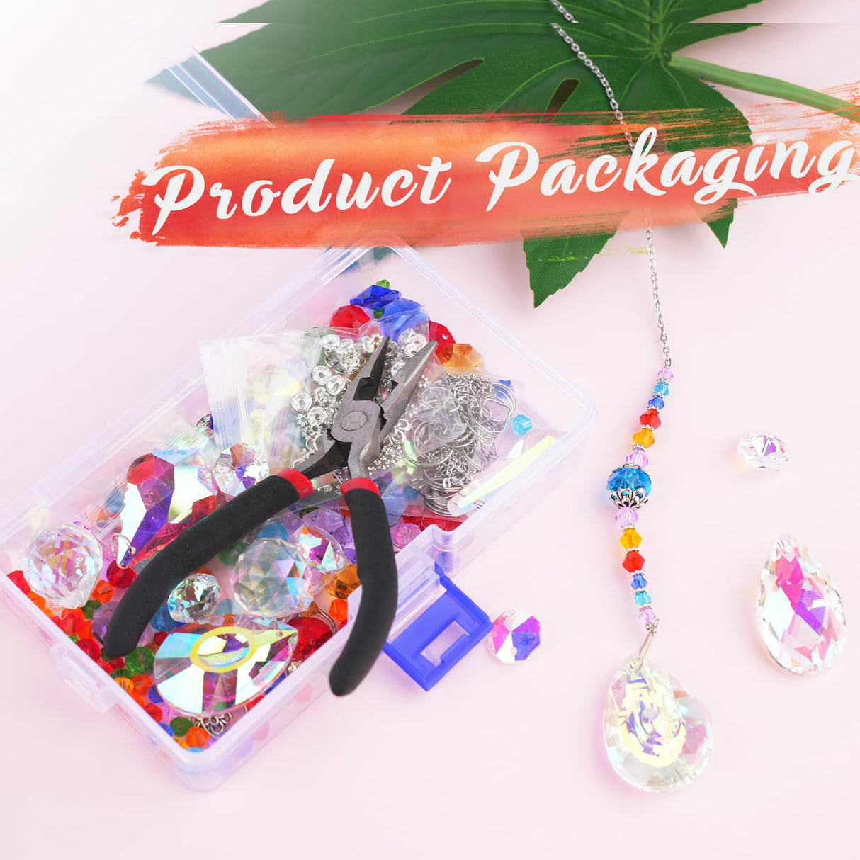 LPKADQA 500PCS DIY Sun Catcher Kit, Crystal Beads for 12 Suncatchers DIY