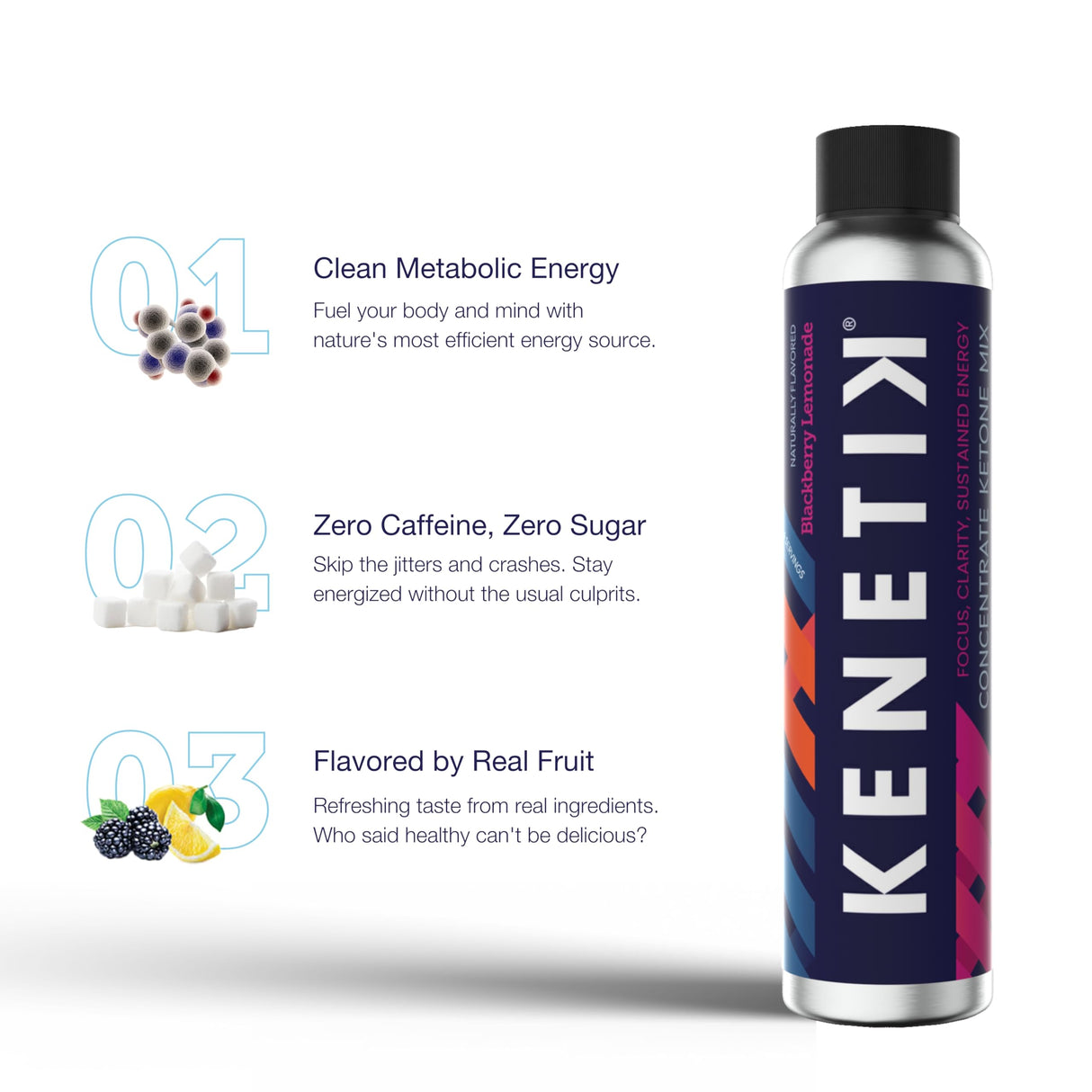 KENETIK Ketone Drink Mix, Exogenous Ketones Blend, Keto, Caffeine & Sugar Free, Vegan Supplement For Clean Energy & Mental Focus, Coffee Alternative with D-BHB - Variety, 3PK (12 Servings)