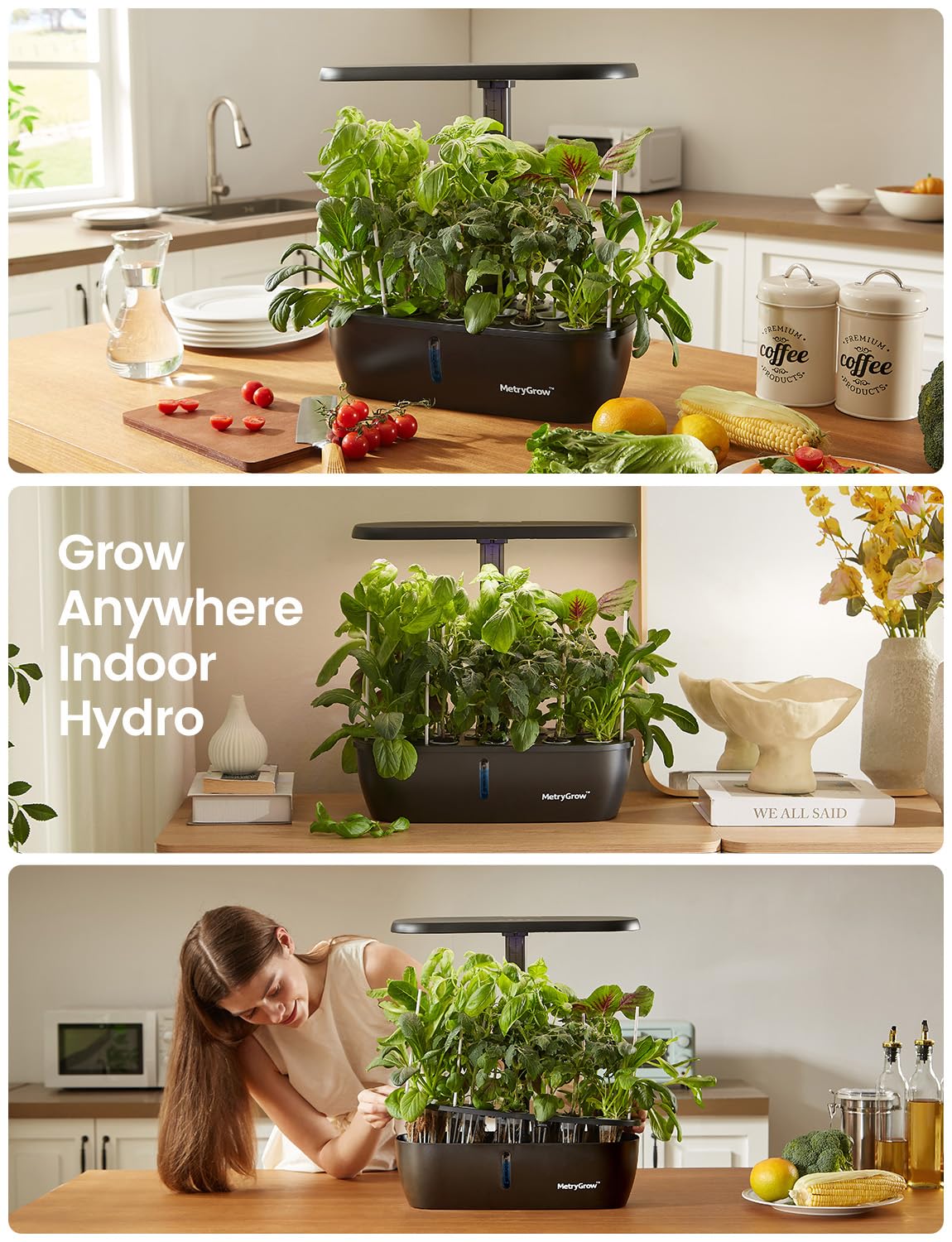 MG-15 Hydroponic Growing System Kits, Smart Indoor Garden with 24W Grow LED Light Full Spectrum, 15 Pods Herb Garden Planter Indoor Gardening for Gifts, Kitchen