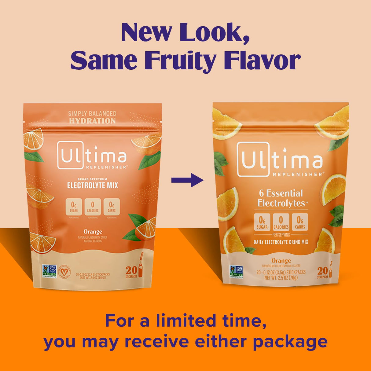 Ultima Replenisher Daily Electrolyte Powder Drink Mix –Sugar Free – Orange, 20 Stickpacks – Hydration Packets with 6 Key Electrolytes and Trace Minerals – Keto Friendly, Vegan, Non-GMO