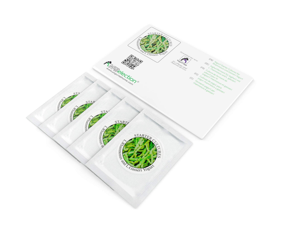 Natural Probiotic Selection Yogurt Starter Cultures - Pack of 5 Freeze-Dried Sachets for Lactobacillus Rhamnosus and L.Gasseri Yogurt (5 sachets Pack)