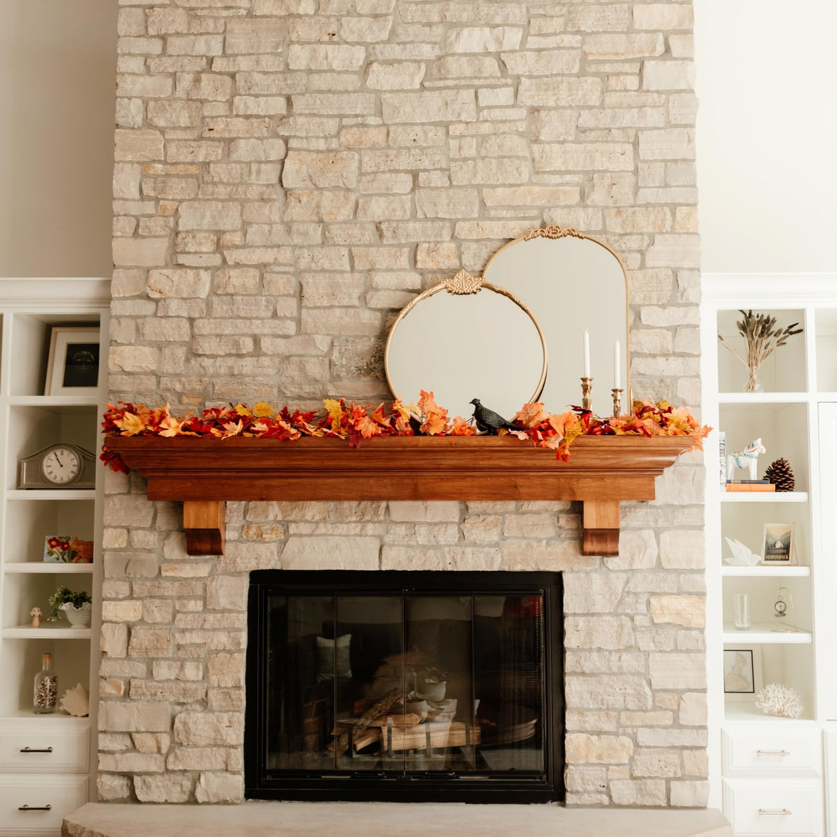 CQURE 4 Pack Fall Leaf Garland, Total 23.6Ft Artificial Fall Vines Autumn Garland Fall Maple Leaves Thanksgiving Decor for Home Wedding Fireplace Christmas