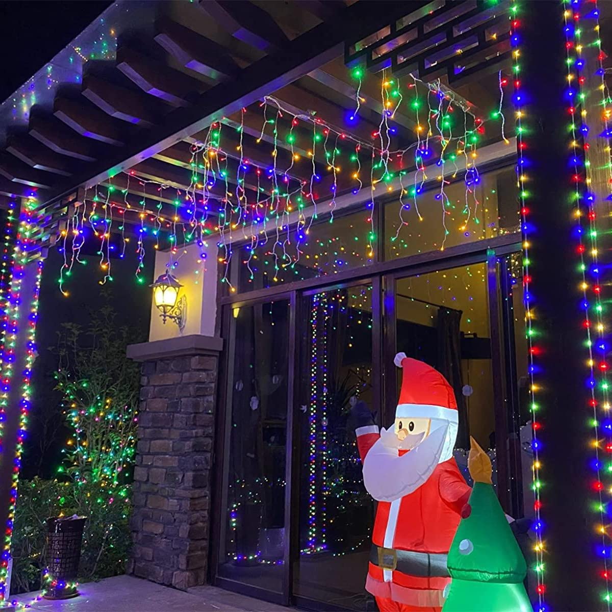 QITONG 4 Pack Multicolor Solar Christmas Lights Outdoor Waterproof, Each 33ft 100 LED Fairy Lights, 8 Modes Silver Wire Mini Twinkle Lights