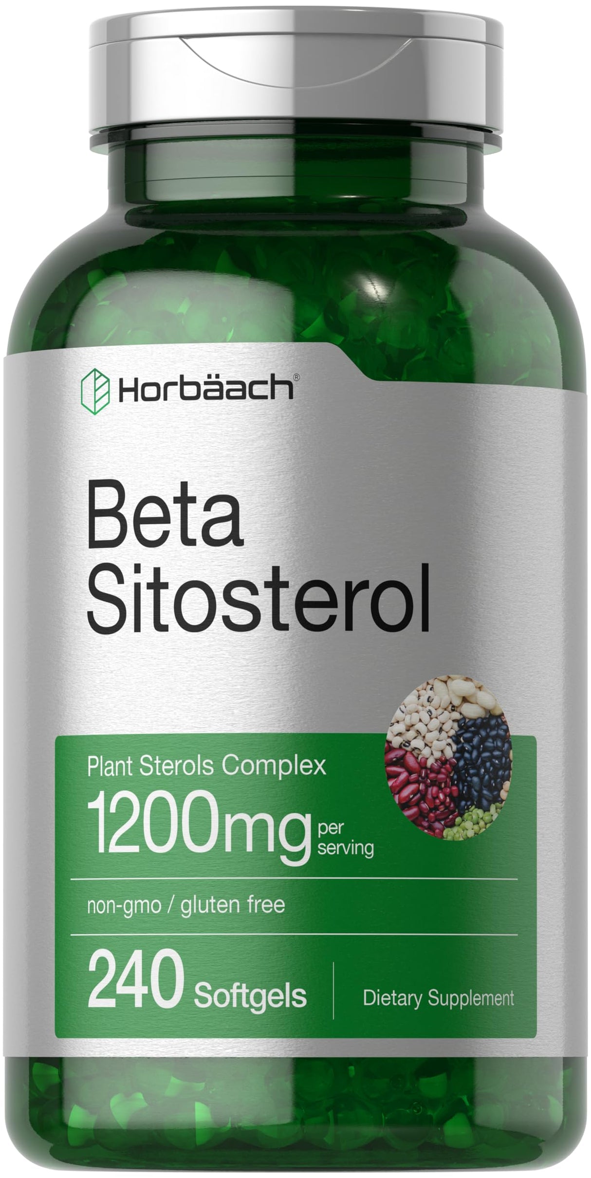 Horbäach Beta Sitosterol 1200mg | 240 Softgel Capsules | Mega Strength | Plant Sterols Complex | Non-GMO, Gluten Free Supplement